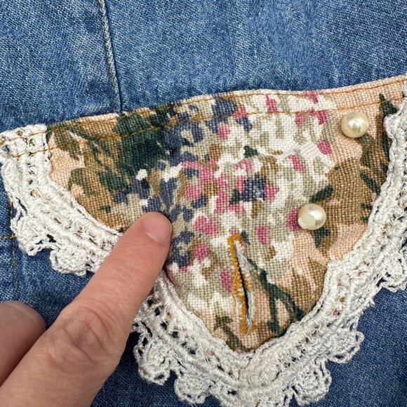Vintage Blazer Jacket Floral Lace 1990s Carols Denims 1XL Romantic Cottagecore - Picture 6 of 10